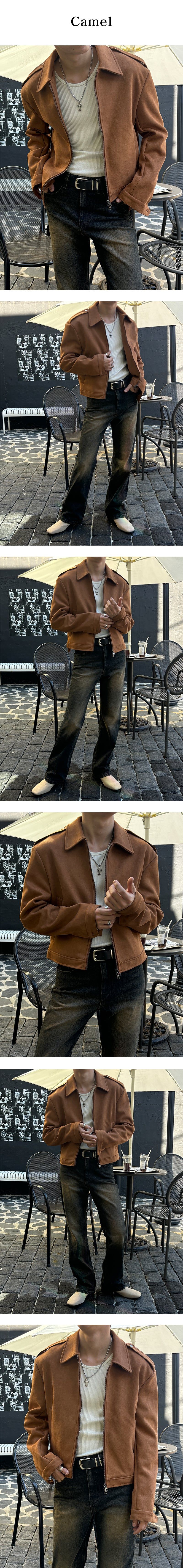 [F/W] Shoulder strap crop suede jacket(2color)