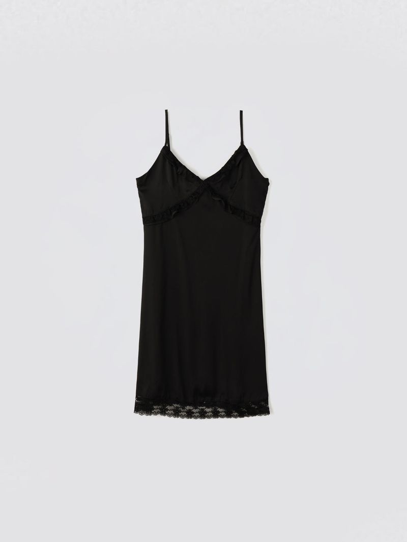 Silky Lace Bustier Dress_Black
