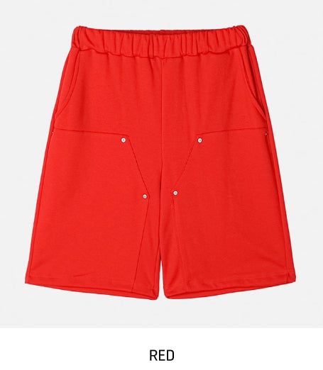 Tear Rivet Double Knee Bermuda Pants