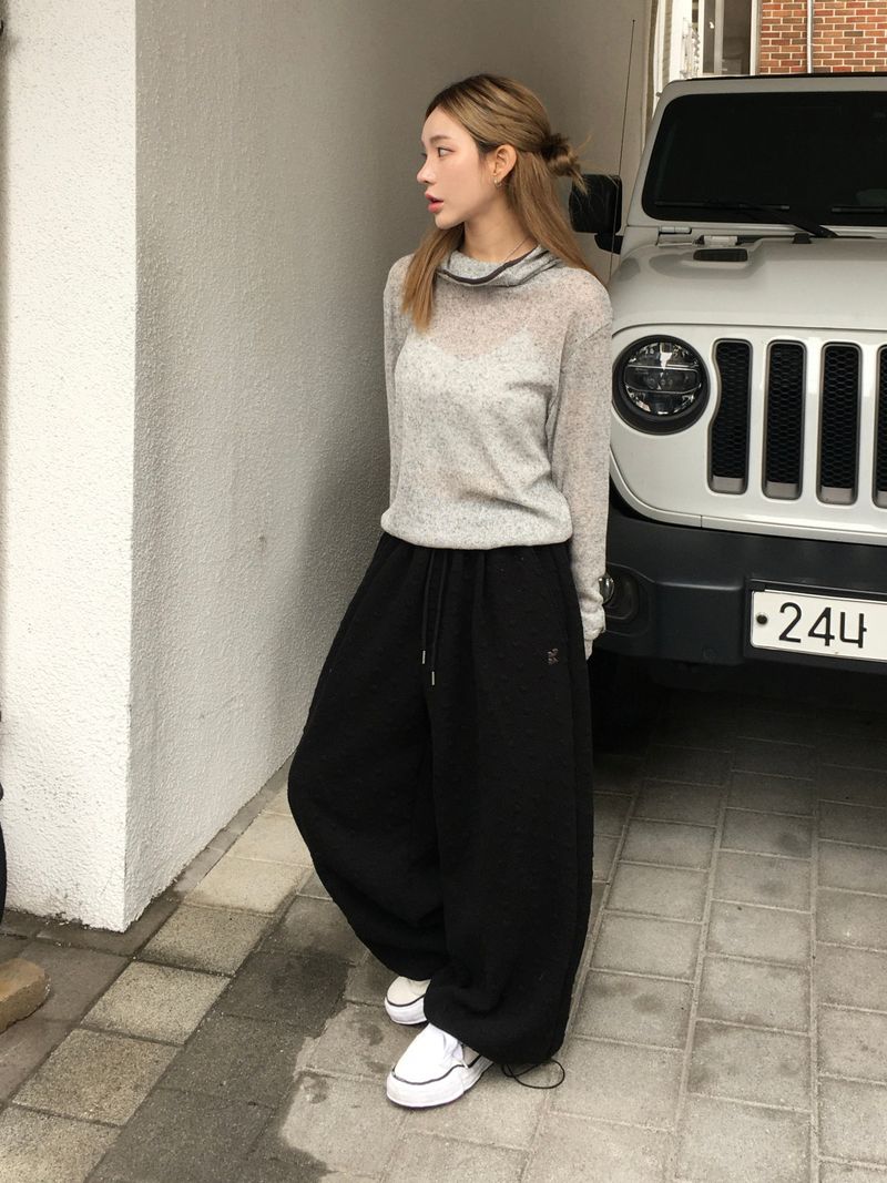 Slender Button Hoodie Knit (3c)