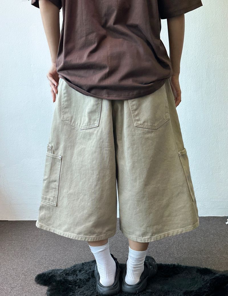 Double Ring Cargo Rivet Cotton Bermuda Shorts 3color