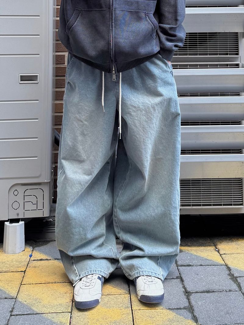 denim piping balloon pants