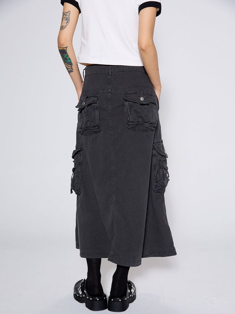 WASHED CARGO SKIRT / GRAY