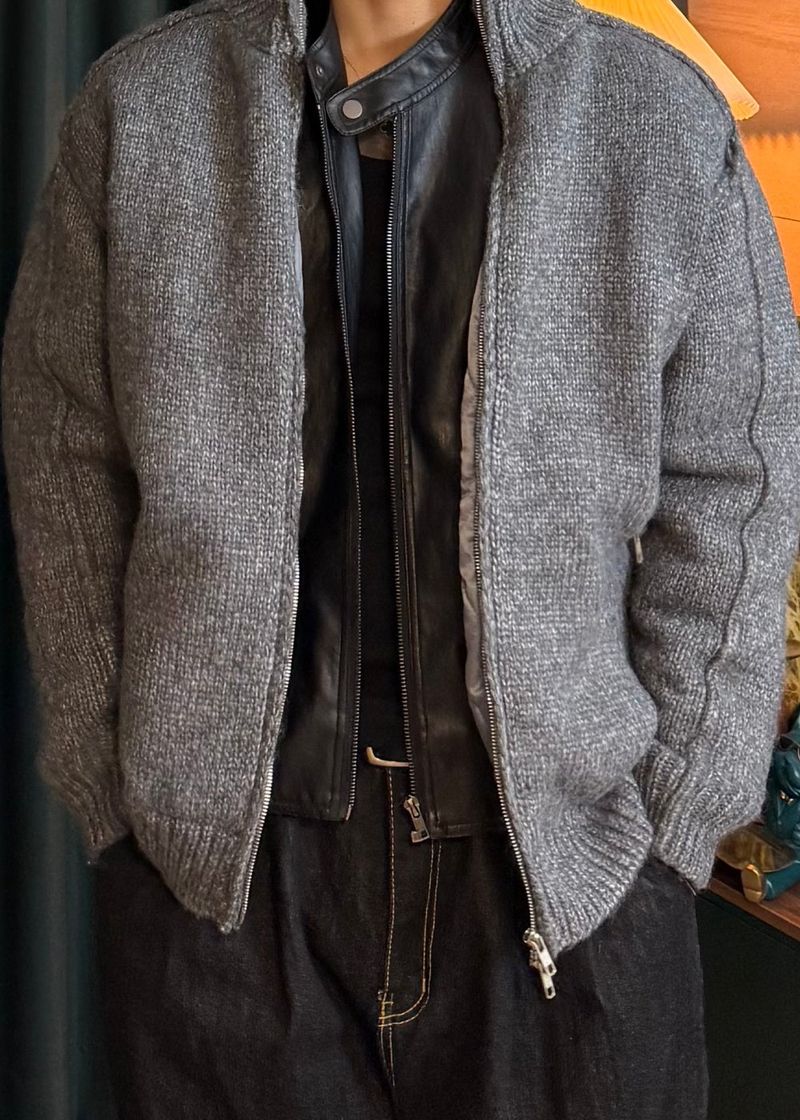 Knit Padded Zip-Up Ver2 6COLOR