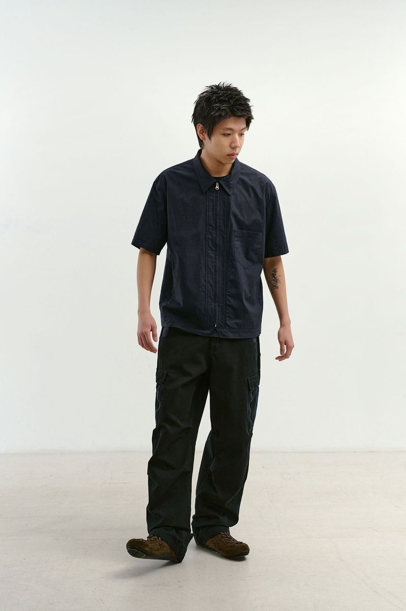 Field Panel Paper Half Shacket (Navy)