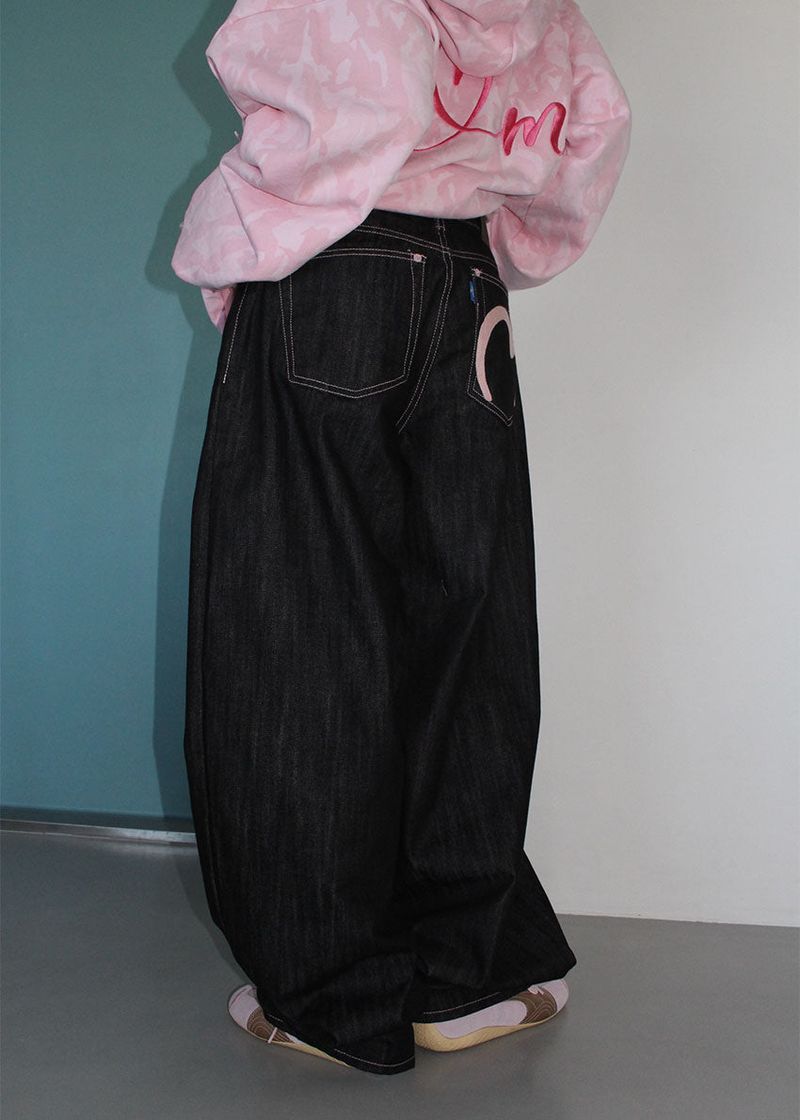 PINK HEART WIDE DENIM