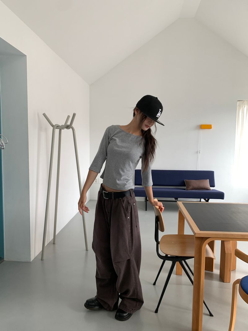 BOAT NECK MID SLEEVE TEE (4C)