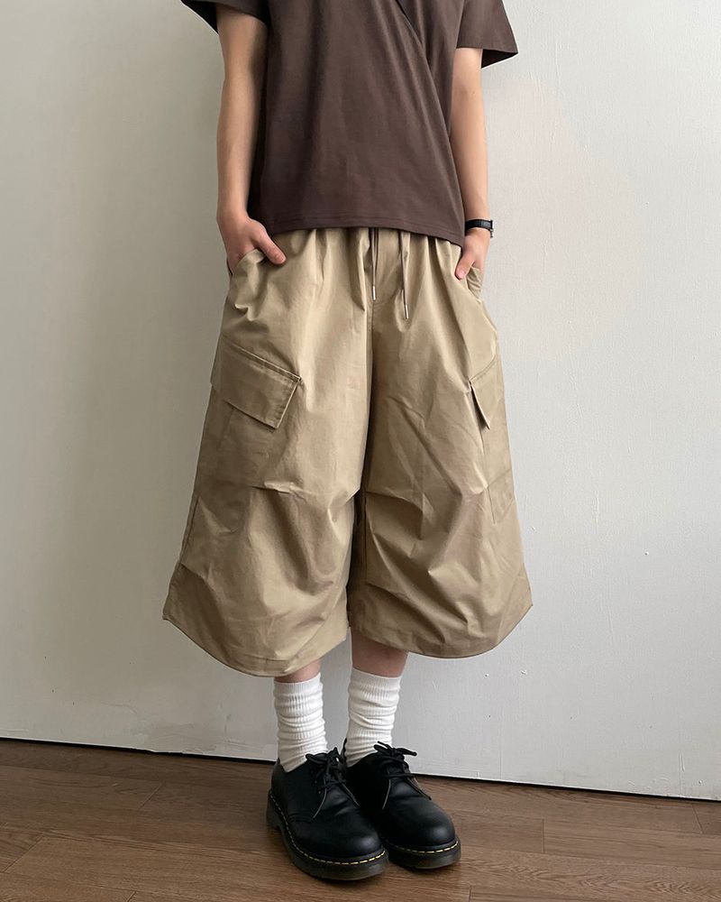 Solid Cargo Bermuda Pants