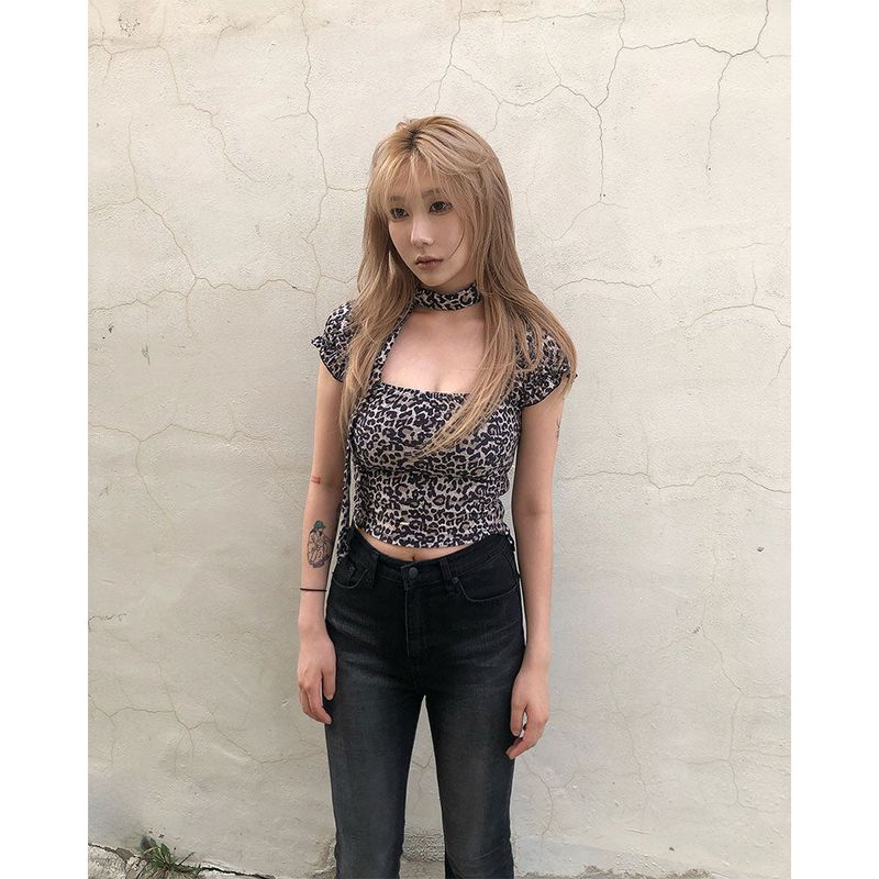 Saka Leopard T Set [scarf set]