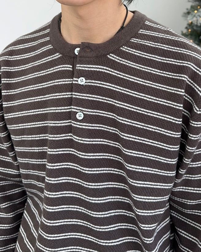 Lao Henley Neck Knit Long Sleeve
