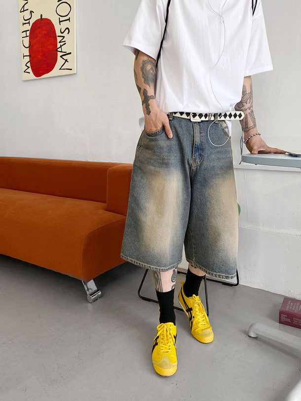 No.0209 dyeing over denim SHORTS