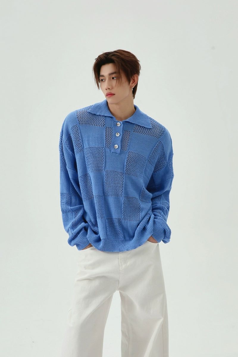 TURNTIDE（ ターンタイド）の「Minimalist Hollow Knit Polo Shirt（Tops）」
