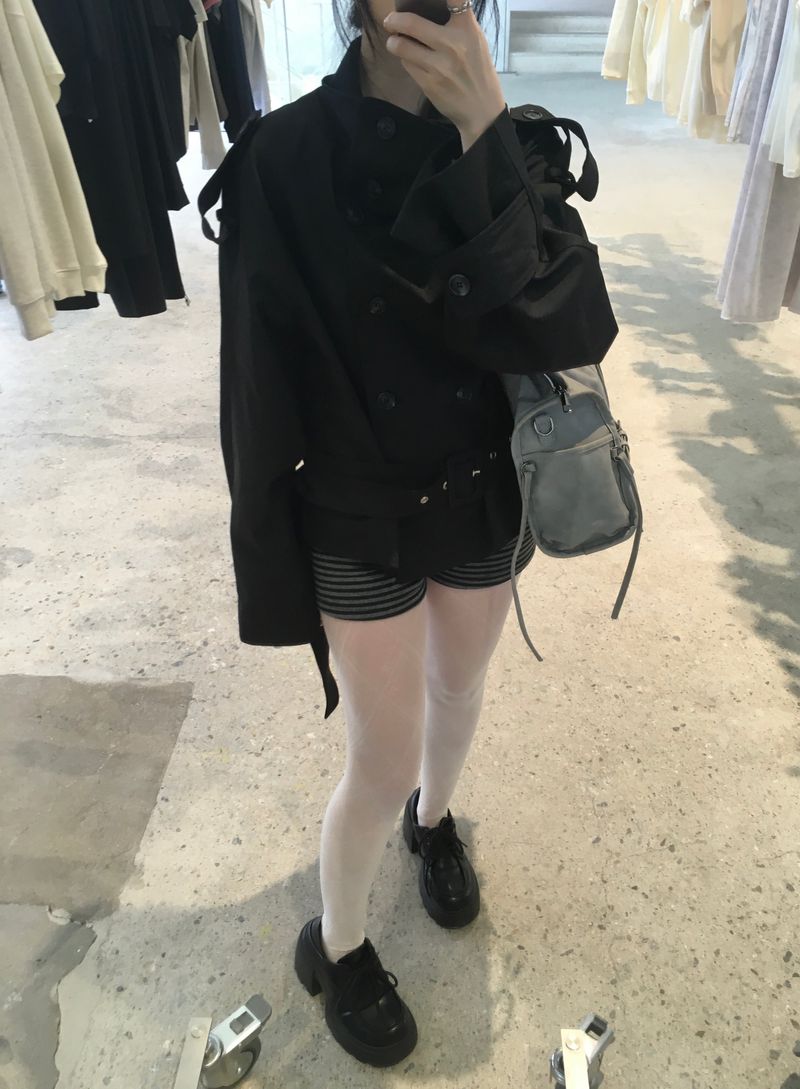 Crop trench jacket
