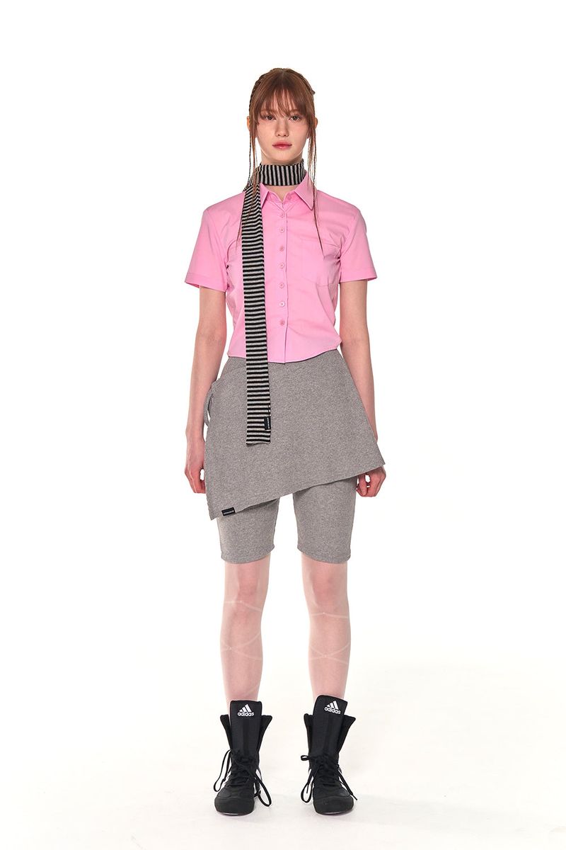 BIKER LAP SKIRT SHORTS (GRAY)