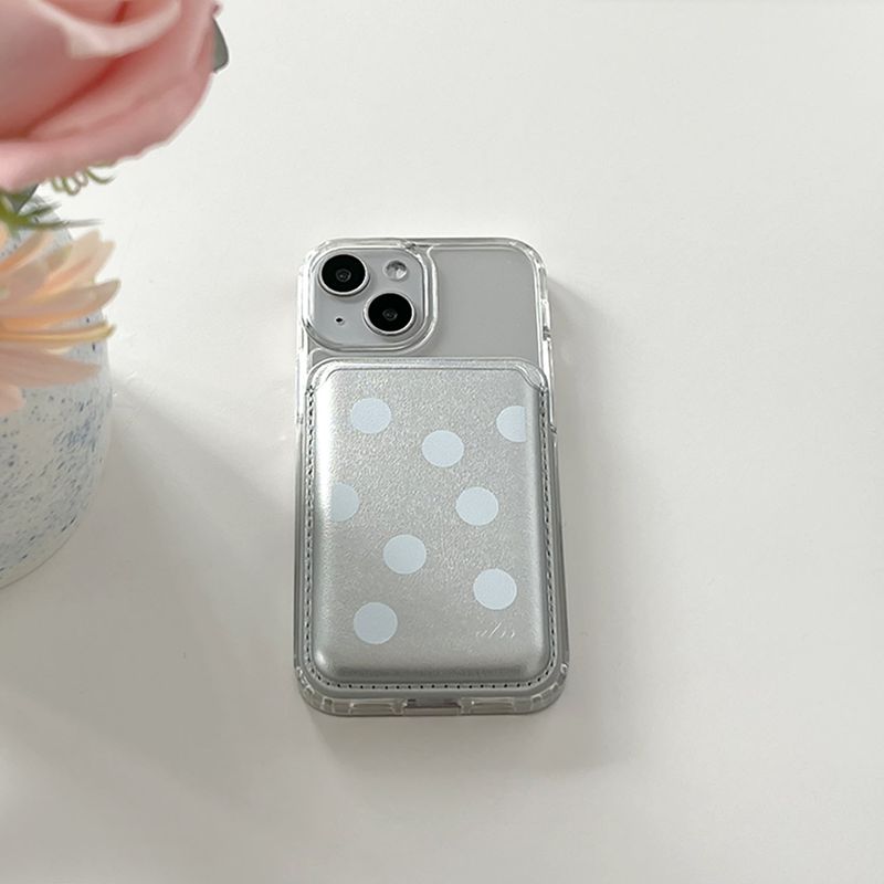 magsafe case dot silver leather card wallet set