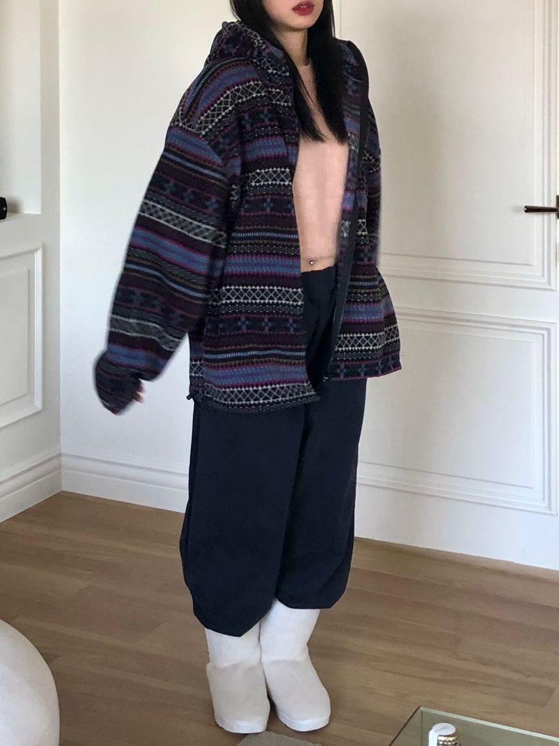 Euclid pattern hood zip up