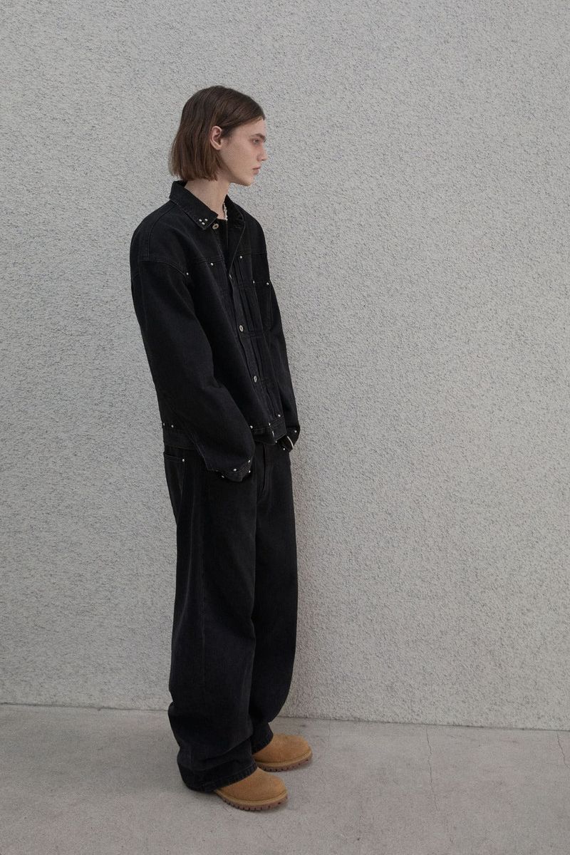Studded selvage washed denim - Jacket