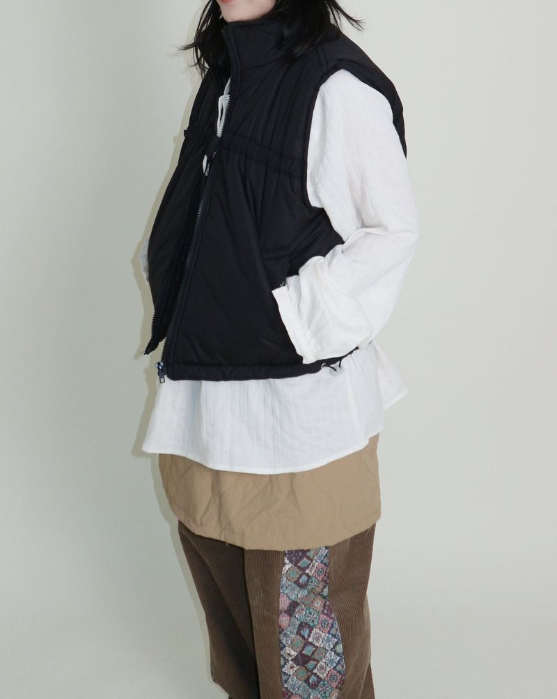 Teddy Ribbon Knot High Neck Cropped Padded Vest (6 ounces)