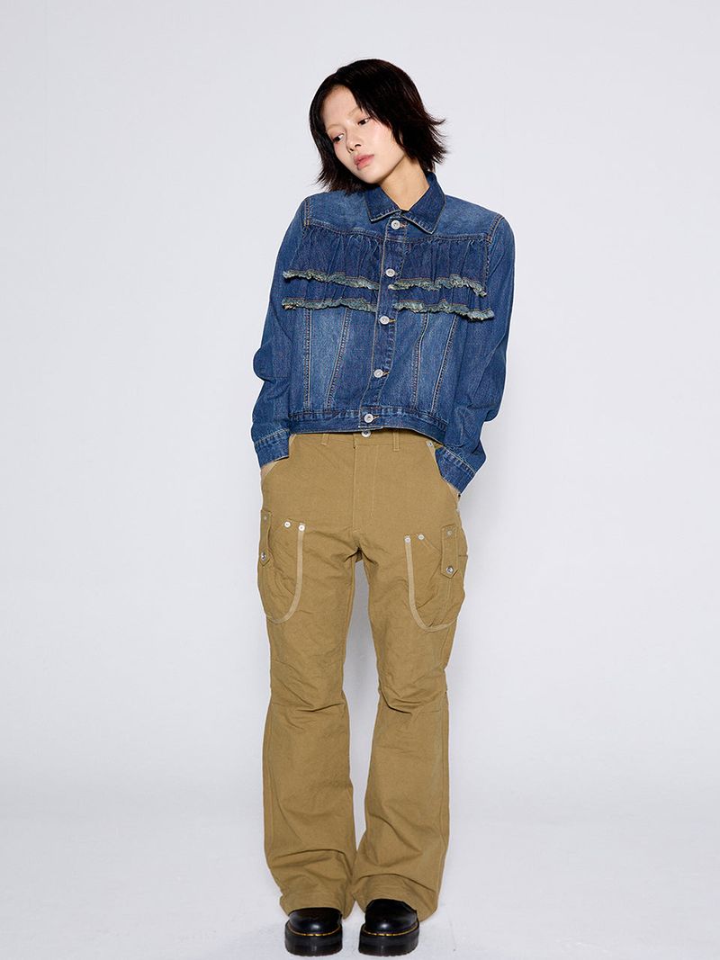 FRILL DENIM JACKET / BLUE