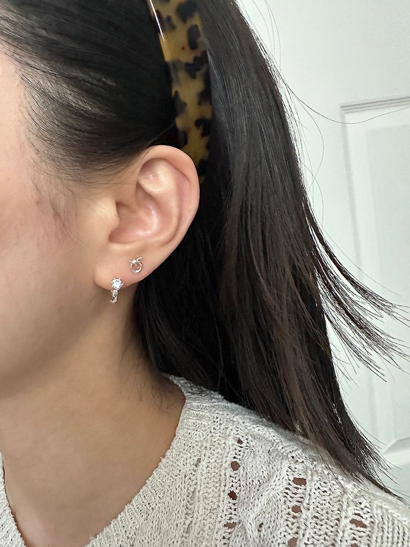 [925silver] Tiny crystal earring