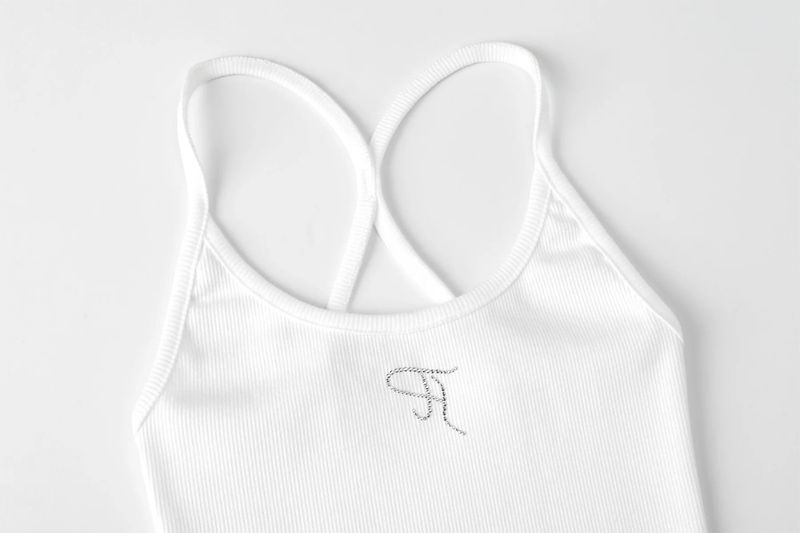 【即日発送】Jewel cross back tank top - white  