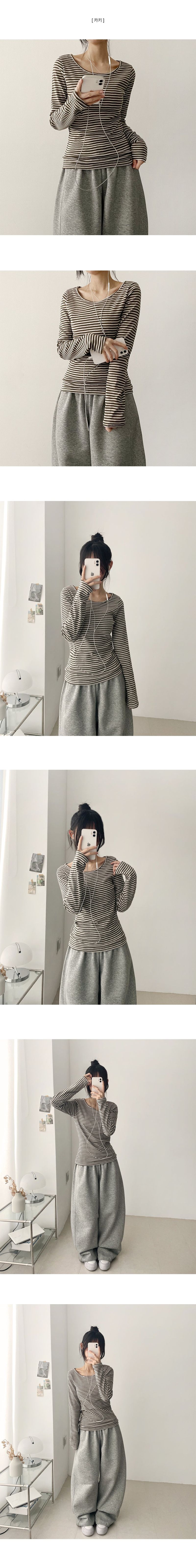 Brae UネックダンガララウンドロングスリーブTシャツ