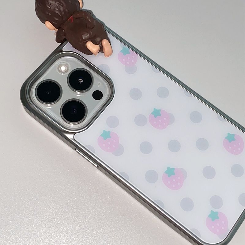 [MADE] STRAWBERRY DOT PHONE CASE (glass silver bumper)