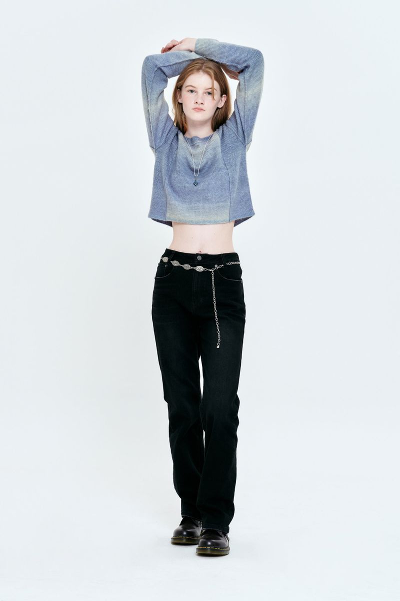 CHERRY BASIC NAPPING DENIM PANTS [BLACK]