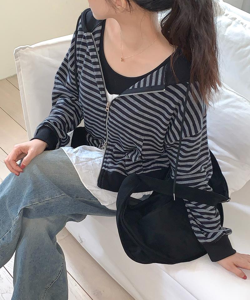 Holic Dangora Knitwear Hooded Zip-Up