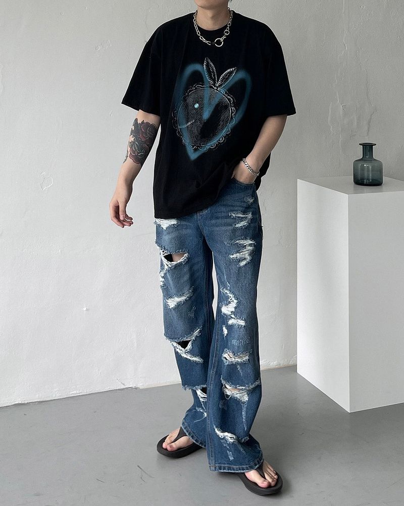 SO Heart Rabbit Printed Short-Sleeved (4 colors)