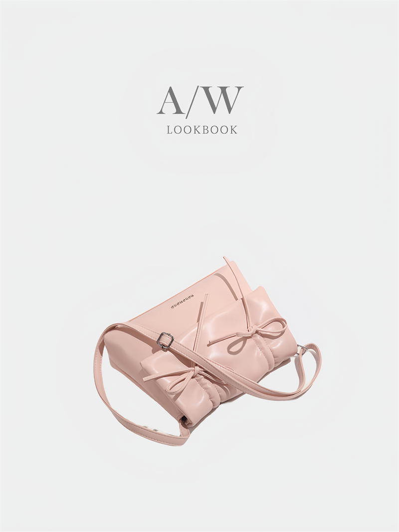 Balletcore look ribbon detail square leather shoulder bag