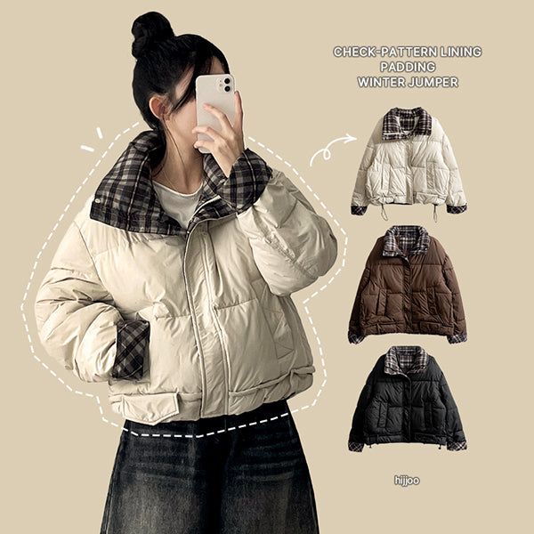 hijjoo（ハイチュー）の「Pomi checkered lining padded jumper（Jackets/Outerwear）」