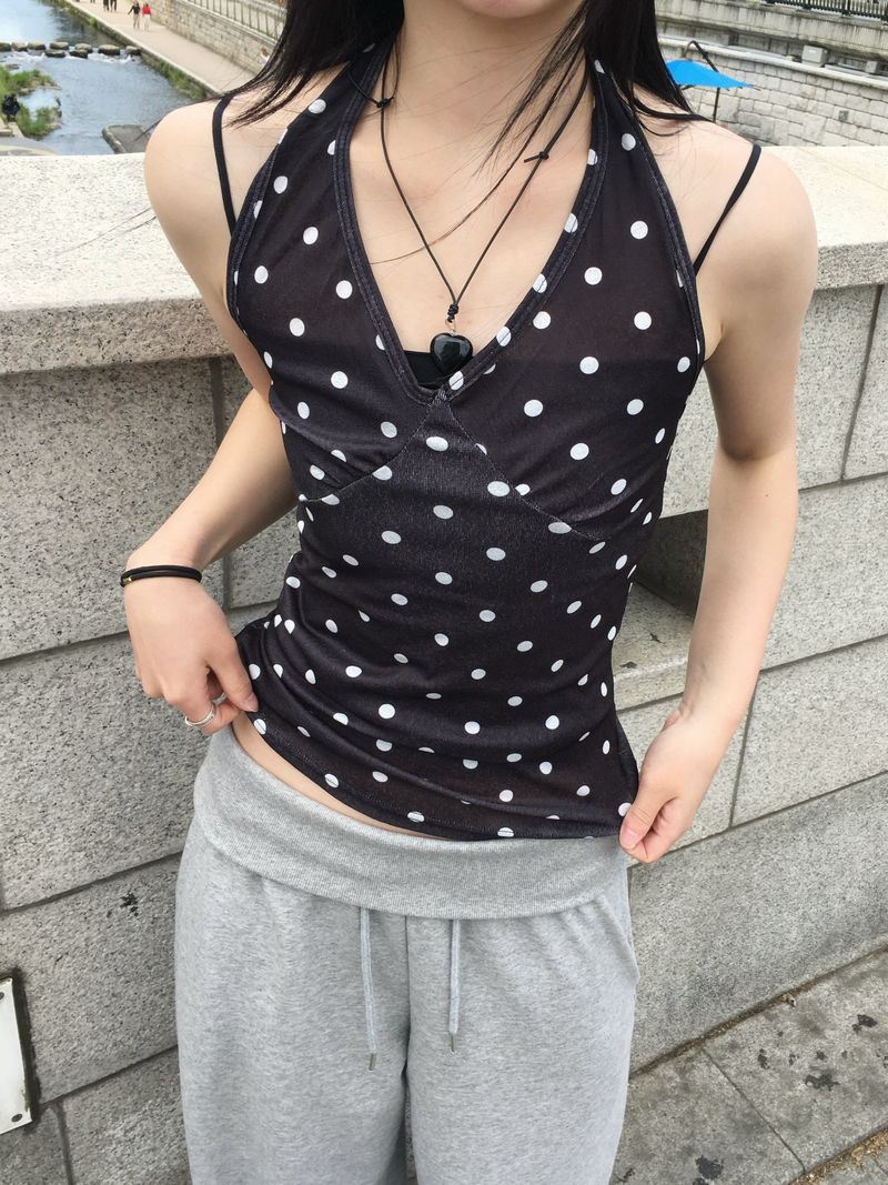 RITCORE（リットコア）の「ヒッチドットシースルーホルターネックスリーブレス (2c)（トップス）」