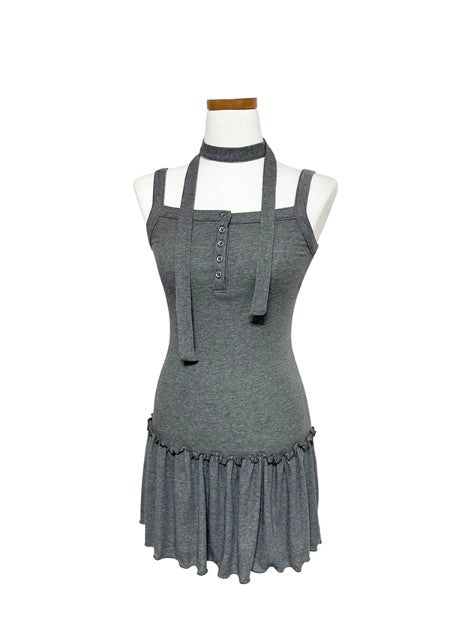Tiz Button Ruffle Layered Sleeveless Scarf Set