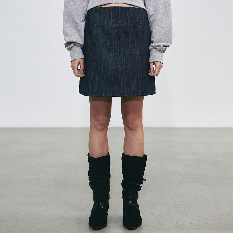 DENIM MINI SKIRT PANTS_VINTAGE BLUE