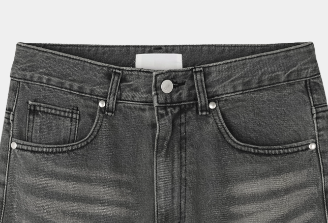 Crete Greywashed Semi-Wide Denim Pants