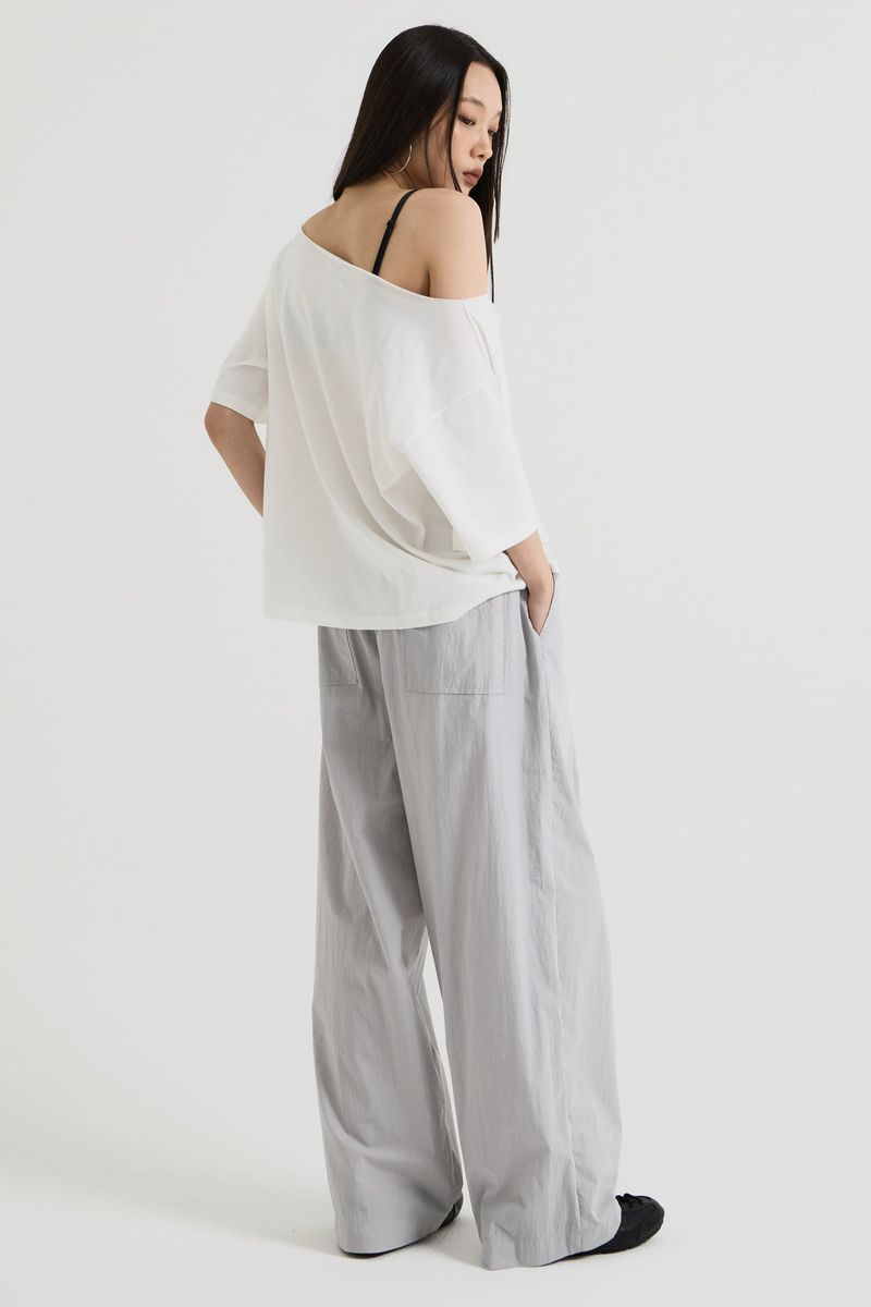 One shoulder t-shirt, White