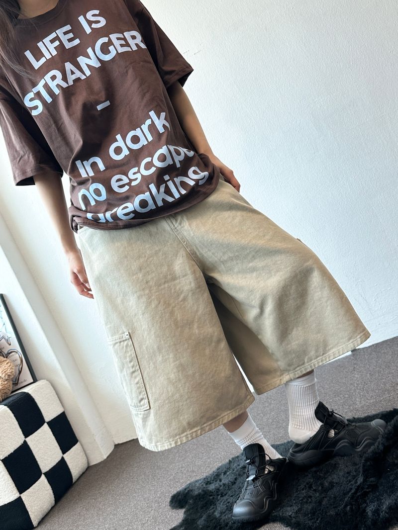 Double Ring Cargo Rivet Cotton Bermuda Shorts 3color
