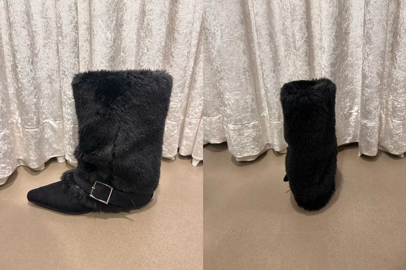 Hug belt boots _Fur Black