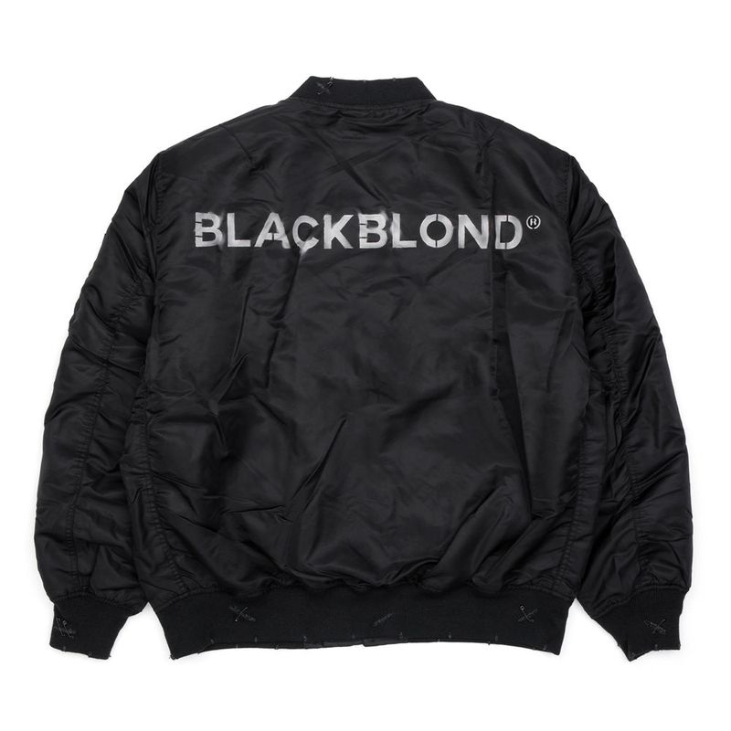 BBD Ripped Custom Sprayed logo MA-1 Bomber Jacket (Black)