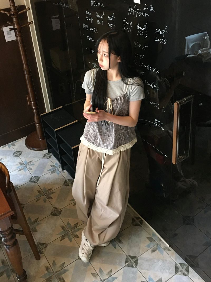 Tail Curved Wide Cotton Pants (4c)