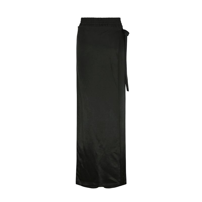 1 0 cross wrap skirt pants - BLACK