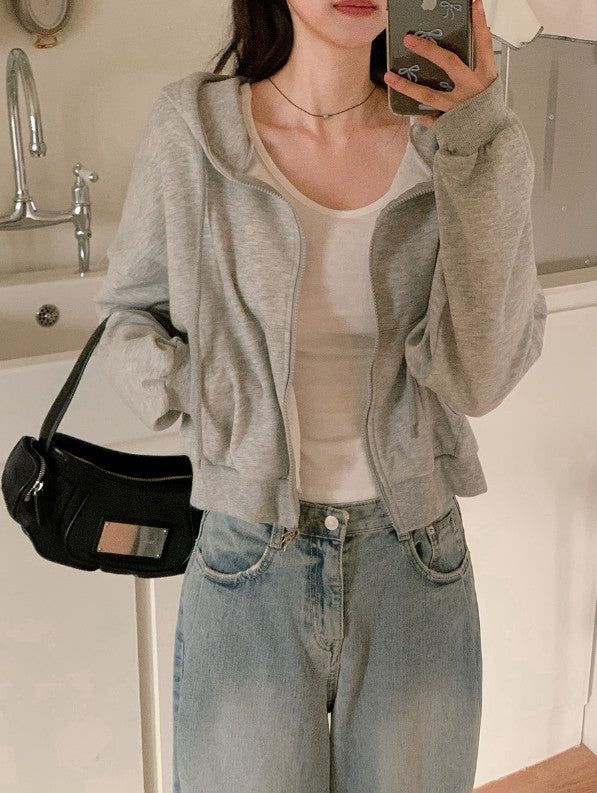 SHOPPERLAND(ショッパーランド)の「Everyday 2WAY Crop Loose Hood Zip-up (9color)(Tops)」