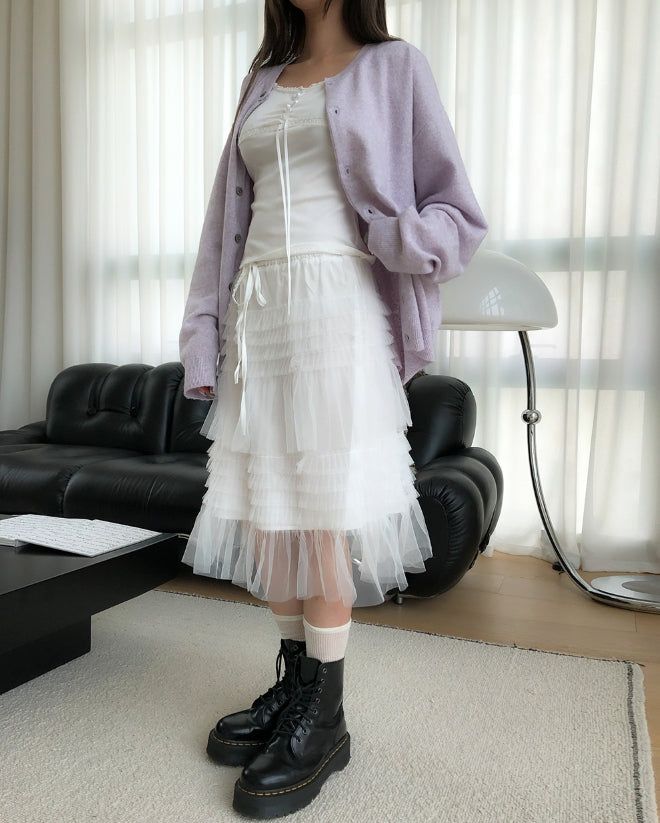 Rita Chiffon Frill Midi Skirt