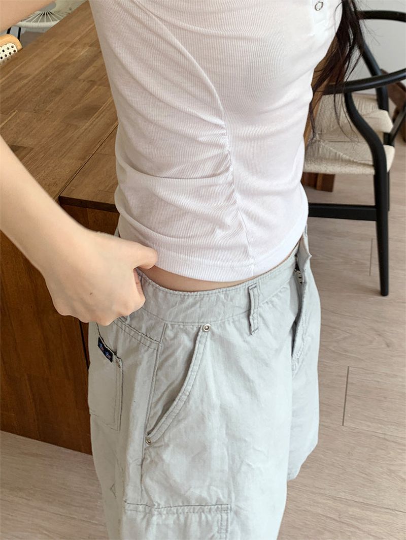 SIDE SHIRRING BUTTON SLEEVELESS (3C)
