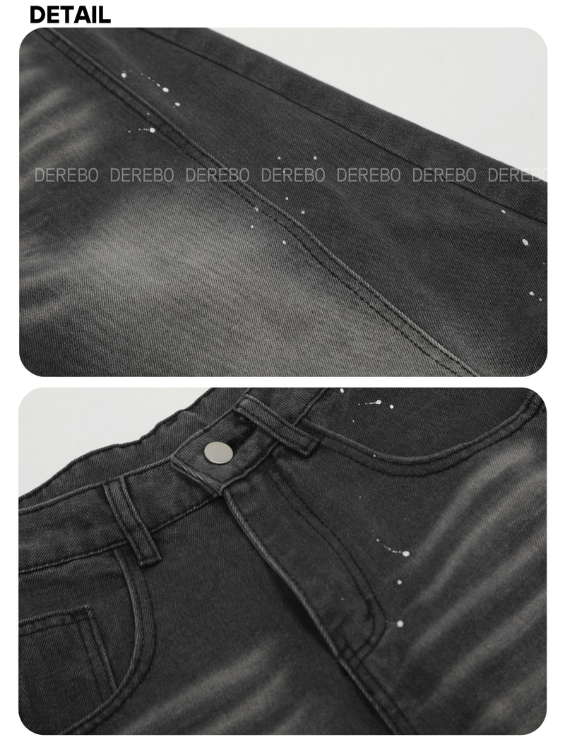 Ink Splash Wide Round Denim Pants
