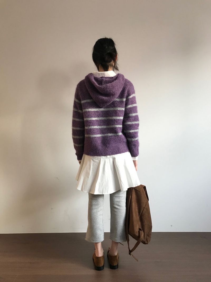 Saint Stripe Knit Hooded Zip-Up (2Colors)