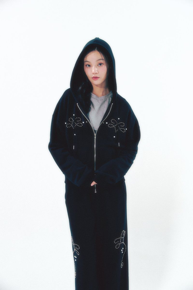 Pearl Hoodie Zip-Up Black
