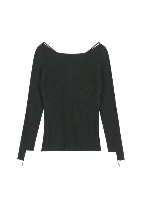 Hole Strap Knit Top (BLACK)