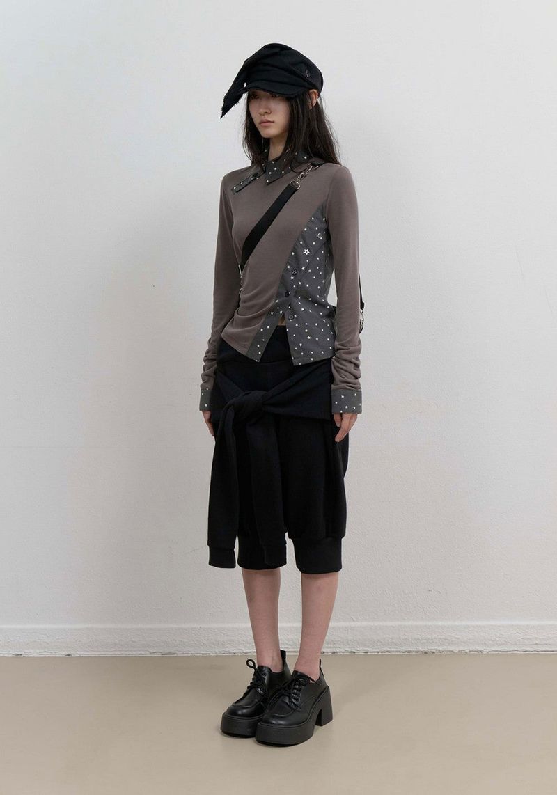 Starcut Jersey Collar Tee / Stone Brown